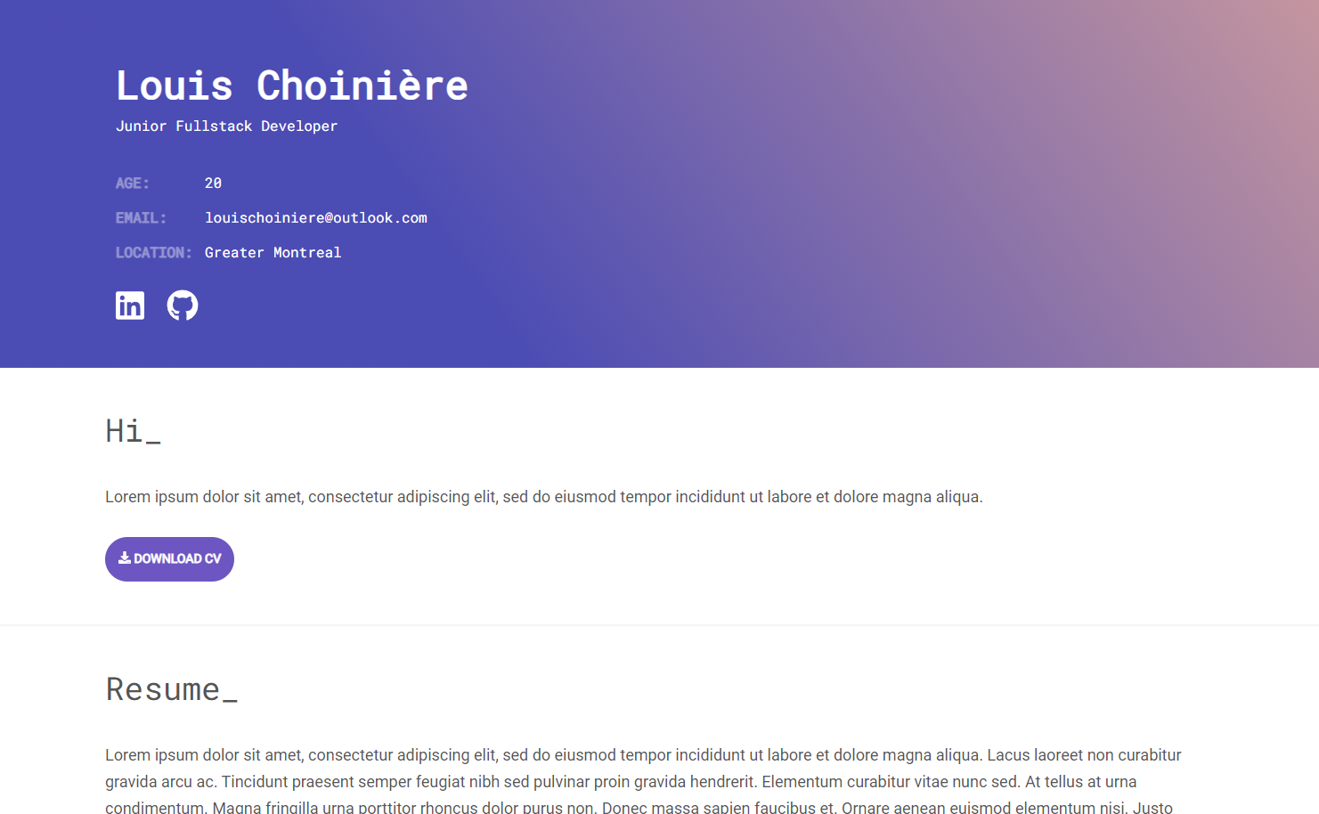 Personal Portfolio (Previous Version)